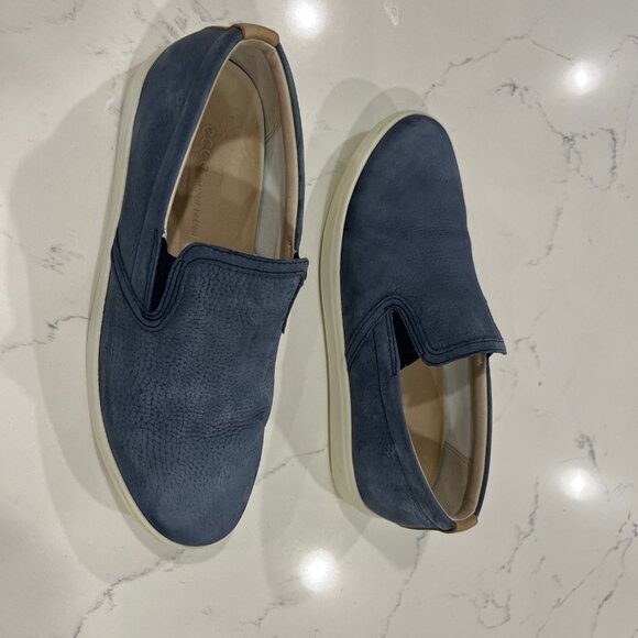 Ecco Womens Soft 7 Blue Suede Slip On Shoes EU 39 US 8.5 Extra Width - Picture 3 of 10